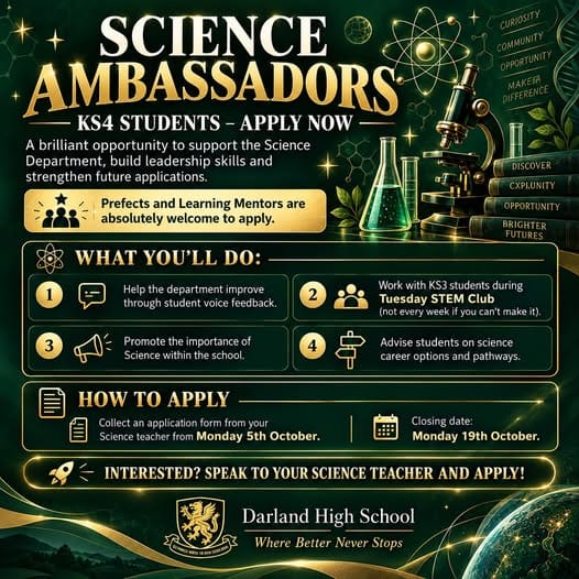 Year 10 and Year 11 Students – Do you want to be a Science Ambassador?